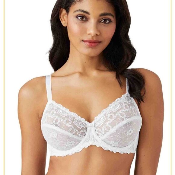 Wacoal STYLE 85720 Renaissance Rose Underwire Bra White Lace 40D - Picture 1 of 10